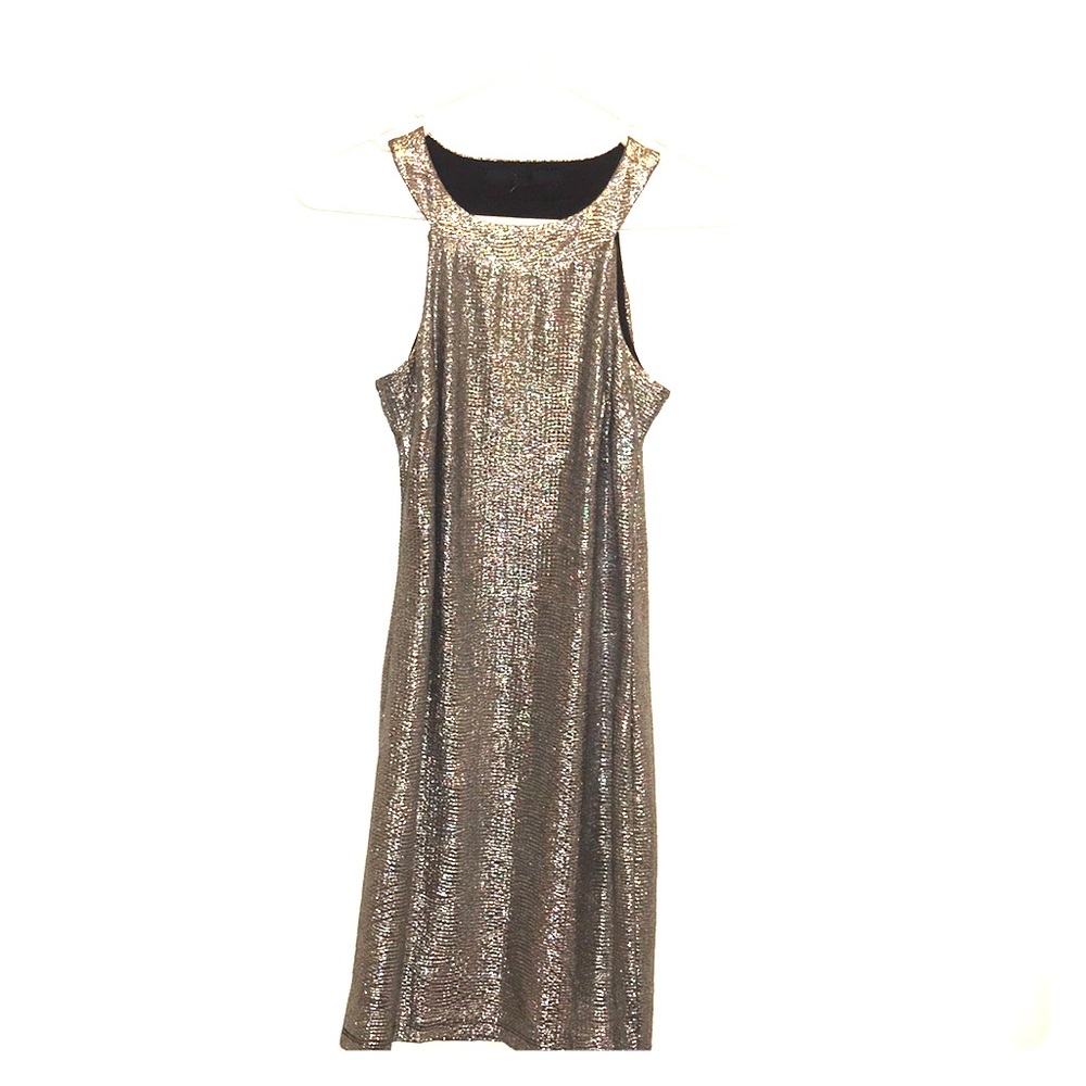 Reflecting shiny tight mini dress
